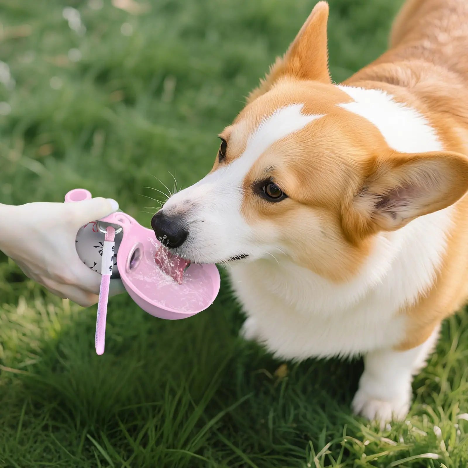 Botella de Agua Portátil 2 en 1 para Perros Pequeños — Acero Inoxidable y Silicona | Antigoteo