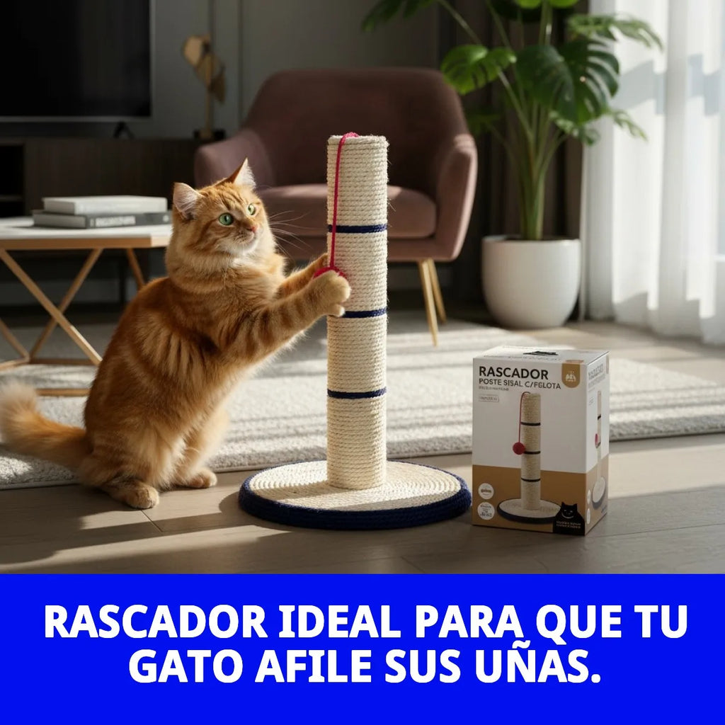 Rascador para Gatos Moly 45 cm con Poste de Sisal Natural y Bola Interactiva – Centro de Juego y Descanso para Gatitos y Gatos Adultos