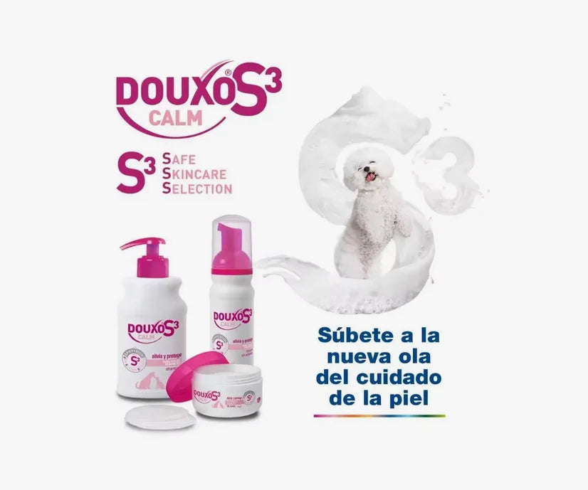 Douxo S3 Calm - Champú, Mousse y Toallitas Calmantes para Perros y Gatos con Piel Sensible