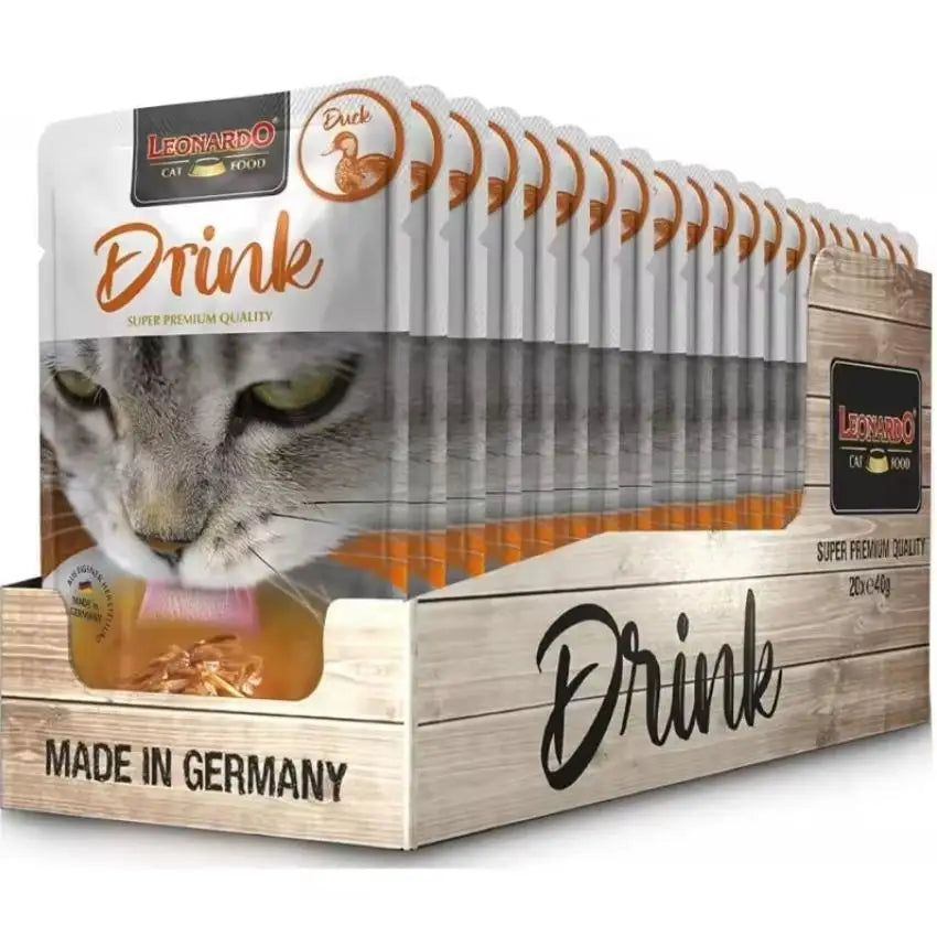 Pack 20x40 gr - Leonardo Drink Sopa para Gatos - Alimento Complementario para Gatos Adultos - Favorece la Hidratación