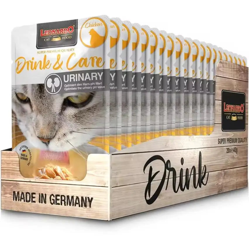 Pack 20x40 gr - Leonardo Drink Sopa para Gatos - Alimento Complementario para Gatos Adultos - Favorece la Hidratación