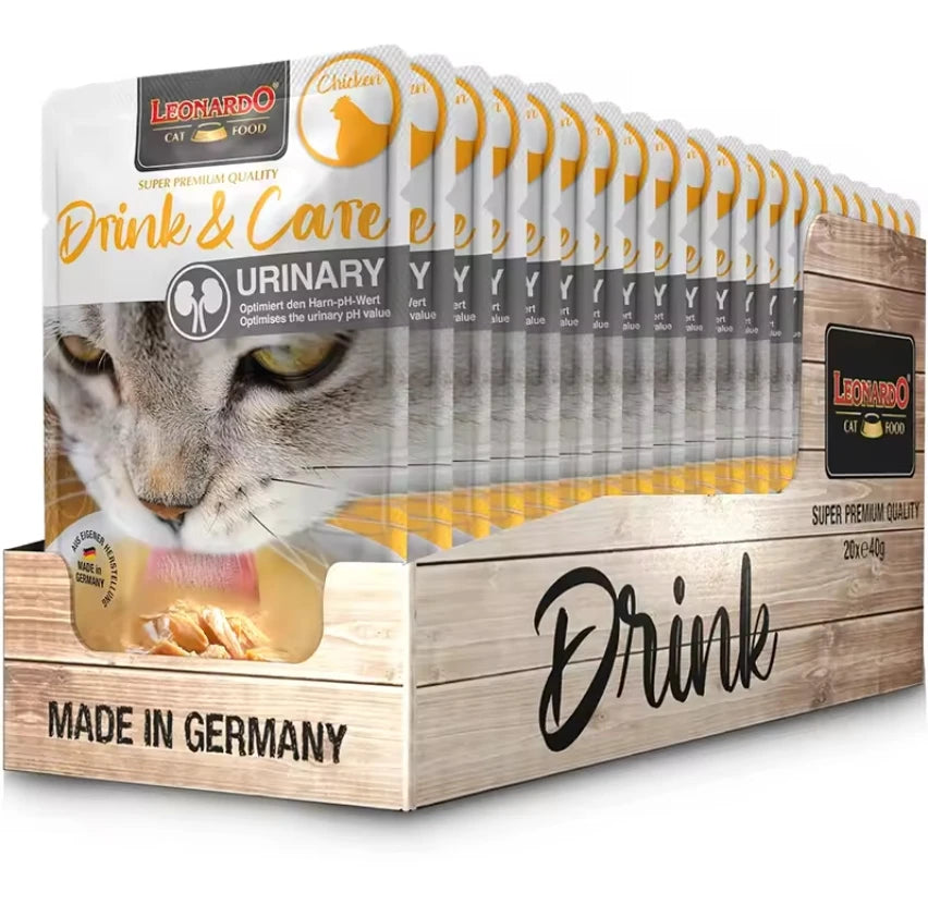 Pack 20x40 gr - Leonardo Drink Sopa para Gatos - Alimento Complementario para Gatos Adultos - Favorece la Hidratación