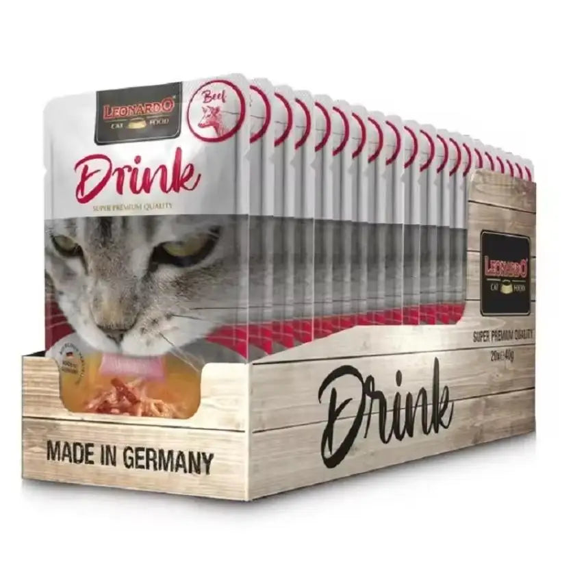 Pack 20x40 gr - Leonardo Drink Sopa para Gatos - Alimento Complementario para Gatos Adultos - Favorece la Hidratación