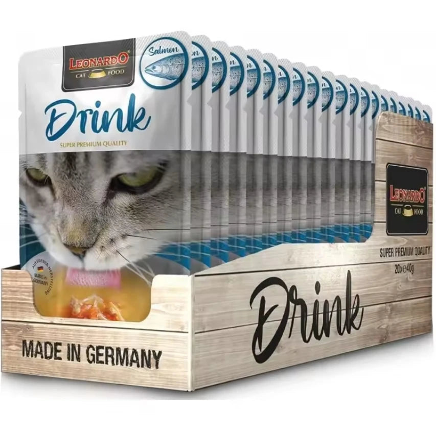 Pack 20x40 gr - Leonardo Drink Sopa para Gatos - Alimento Complementario para Gatos Adultos - Favorece la Hidratación