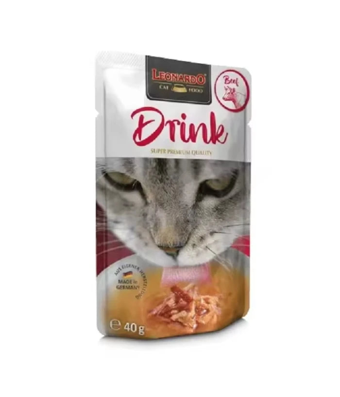 Pack 20x40 gr - Leonardo Drink Sopa para Gatos - Alimento Complementario para Gatos Adultos - Favorece la Hidratación