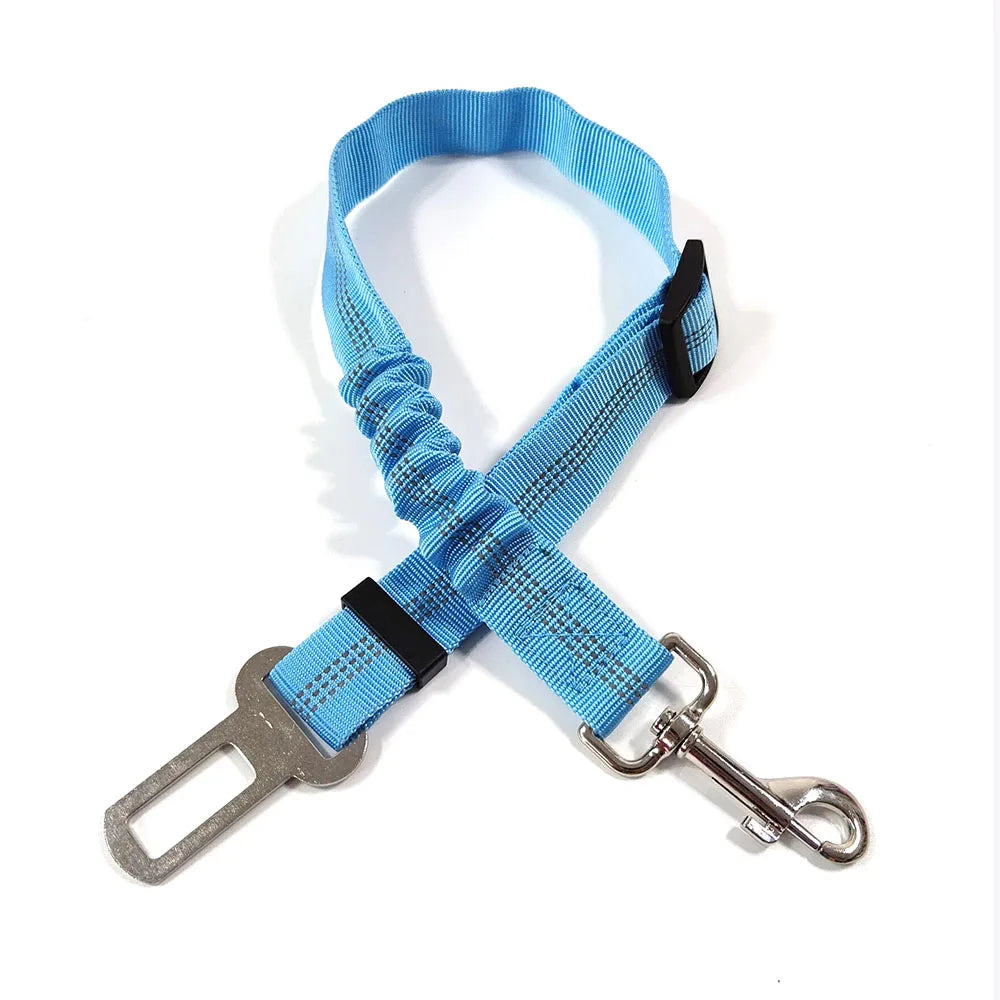 Cinturón de Seguridad Ajustable para Perros en el Coche — Nylon Reflectante y Elástico | 21 Colores