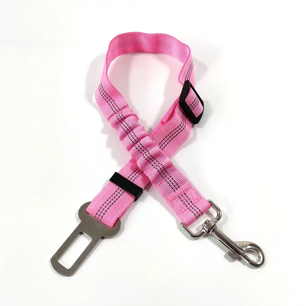 Cinturón de Seguridad Ajustable para Perros en el Coche — Nylon Reflectante y Elástico | 21 Colores