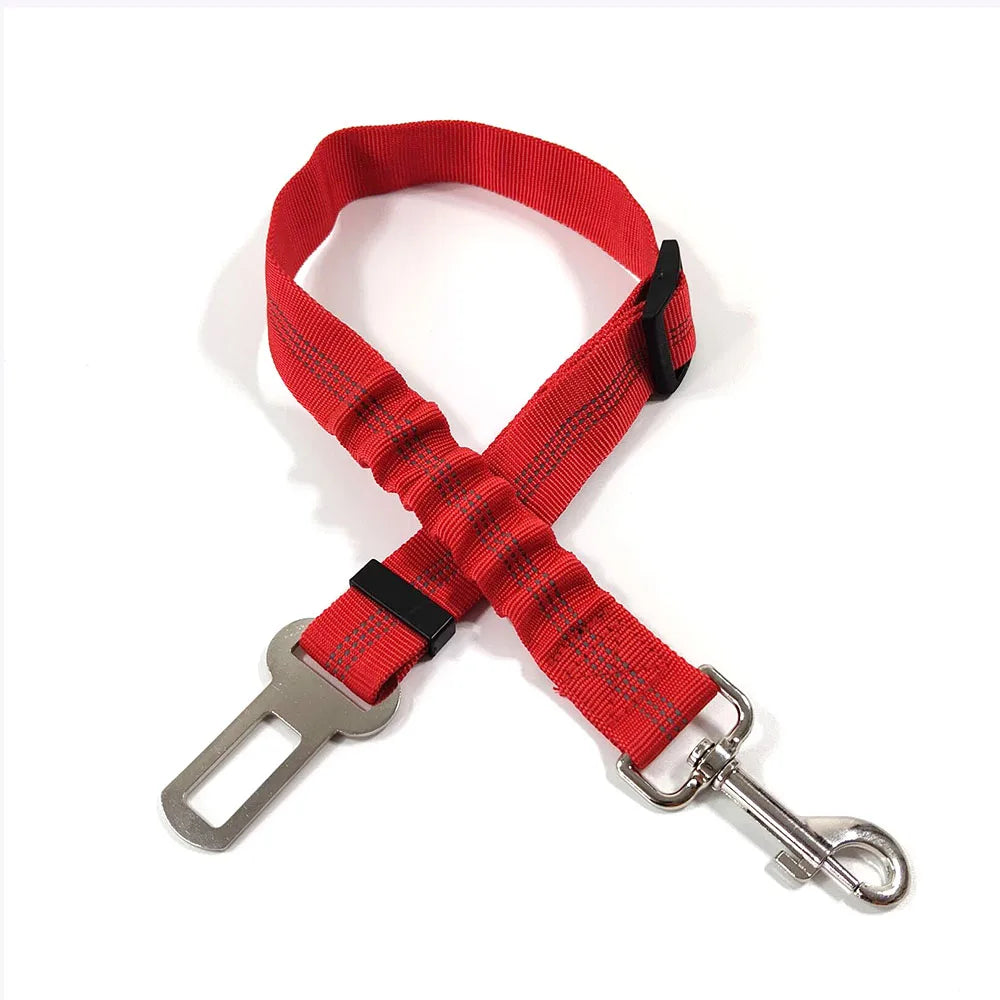Cinturón de Seguridad Ajustable para Perros en el Coche — Nylon Reflectante y Elástico | 21 Colores