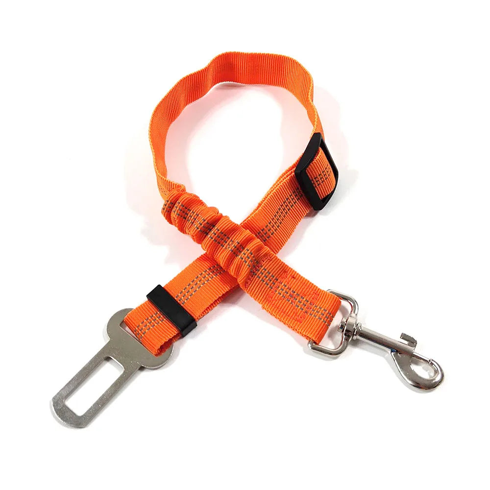 Cinturón de Seguridad Ajustable para Perros en el Coche — Nylon Reflectante y Elástico | 21 Colores