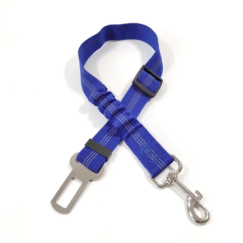 Cinturón de Seguridad Ajustable para Perros en el Coche — Nylon Reflectante y Elástico | 21 Colores