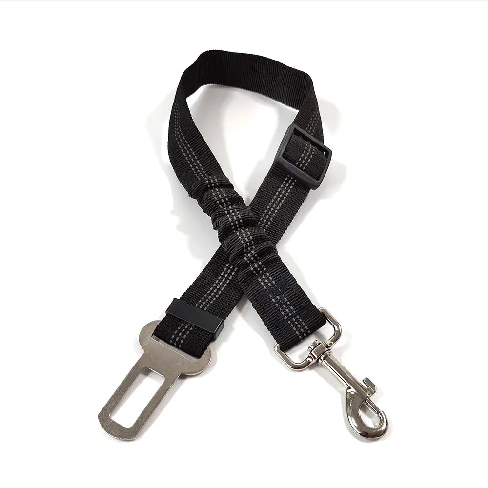 Cinturón de Seguridad Ajustable para Perros en el Coche — Nylon Reflectante y Elástico | 21 Colores
