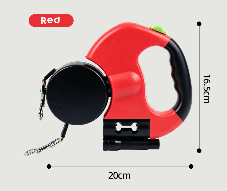 Correa Extensible Doble para Perros 3m con Linterna LED y Dispensador de Bolsas
