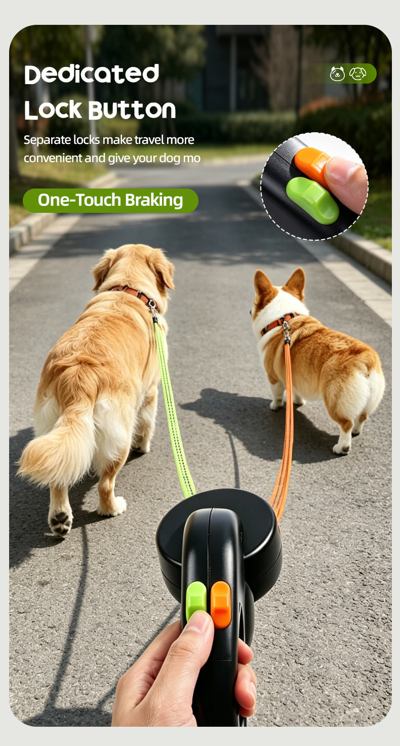 Correa Extensible Doble para Perros 3m con Linterna LED y Dispensador de Bolsas