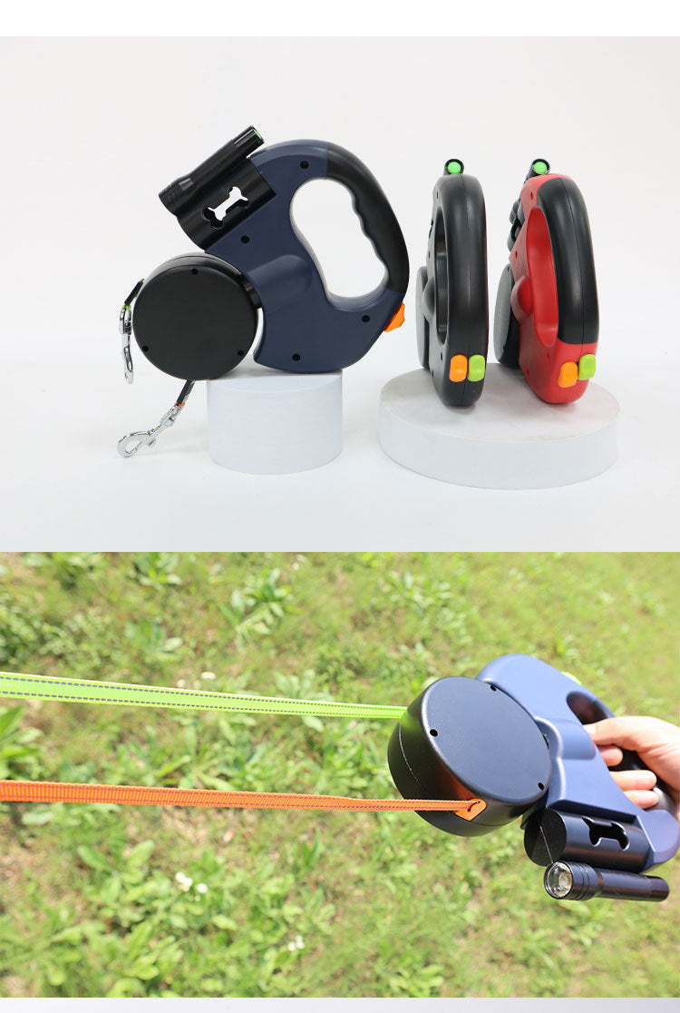 Correa Extensible Doble para Perros 3m con Linterna LED y Dispensador de Bolsas