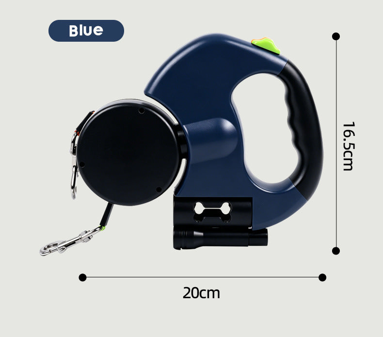 Correa Extensible Doble para Perros 3m con Linterna LED y Dispensador de Bolsas