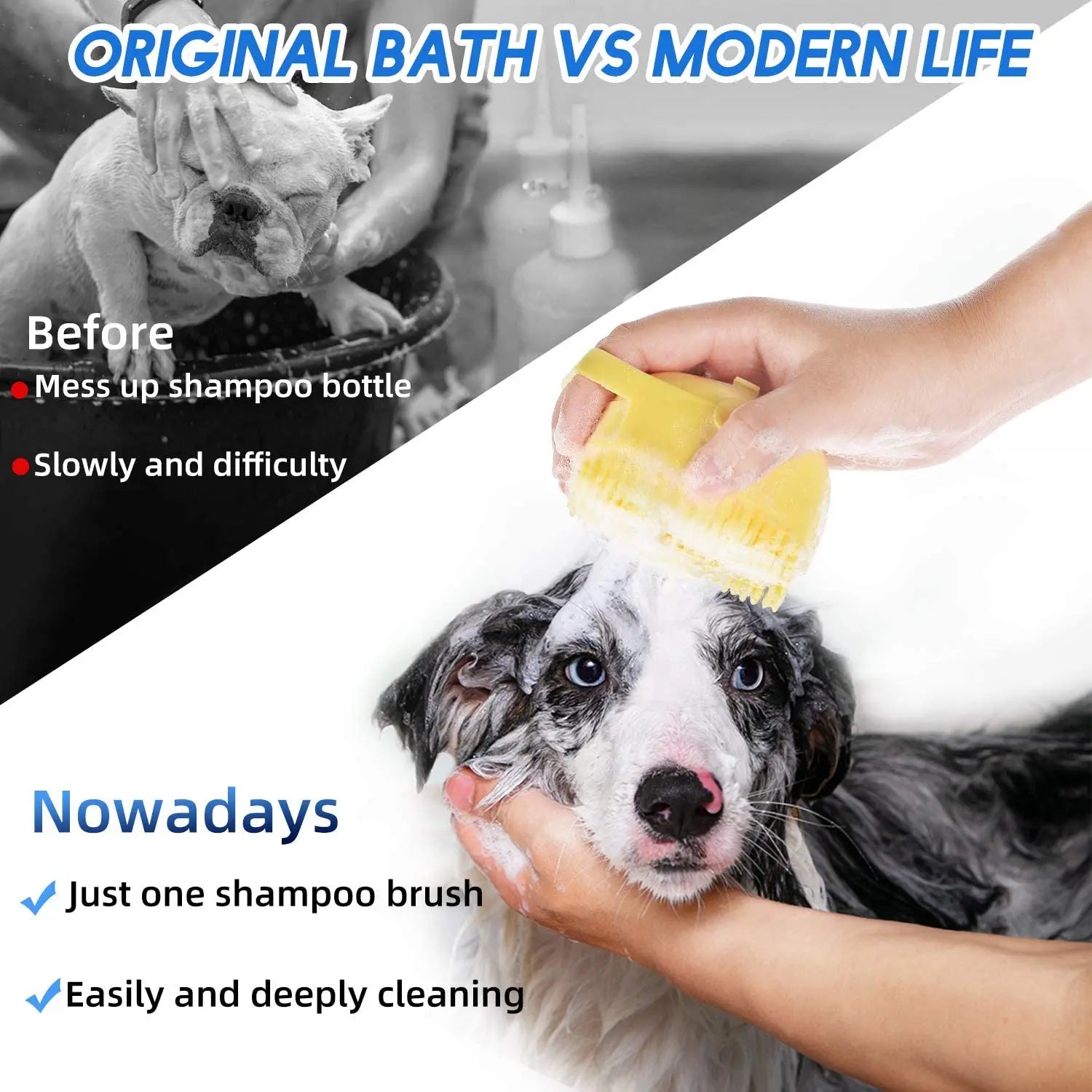 Cepillo de Baño para Perros y Gatos con Dispensador de Champú 80ml