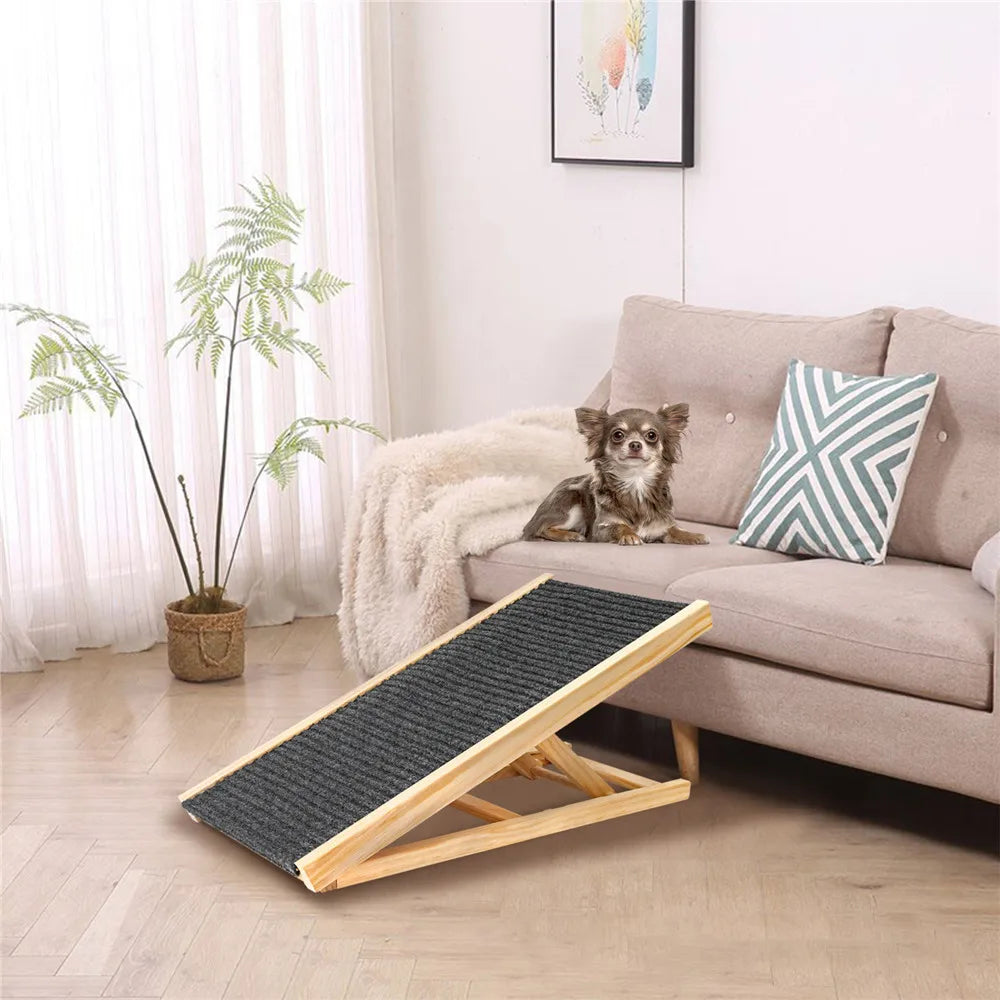 Rampa de Madera Ajustable para Perros y Gatos