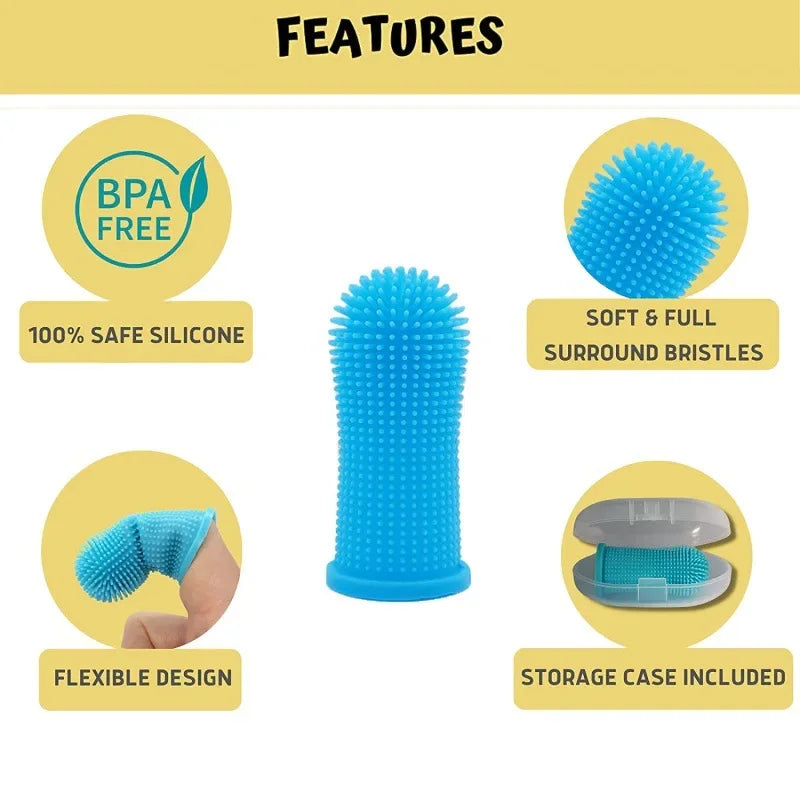 Cepillo de Dientes de Silicona para Perros y Gatos - Limpieza Dental 360°