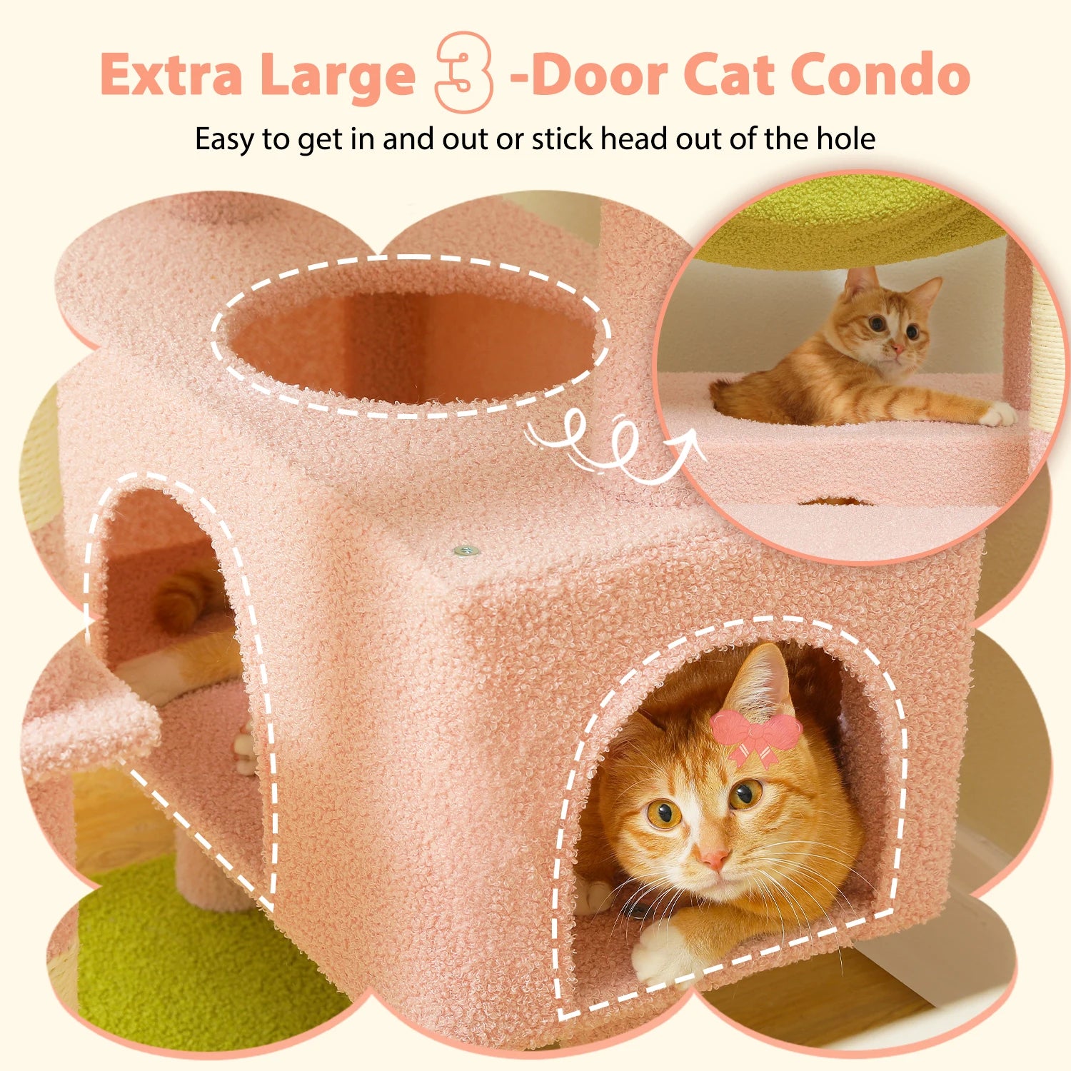Árbol Rascador Multinivel para Gatos con Postes Rascadores, Hamaca, Casita, Percha Espaciosa y Bolas Colgantes para Gatos de Interior