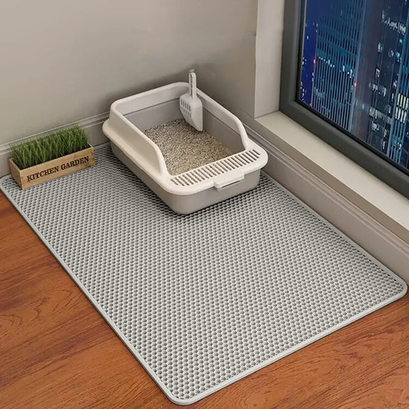 Alfombra para Arenero de Gatos, Impermeable Doble Capa, Antideslizante y Lavable para Mascotas