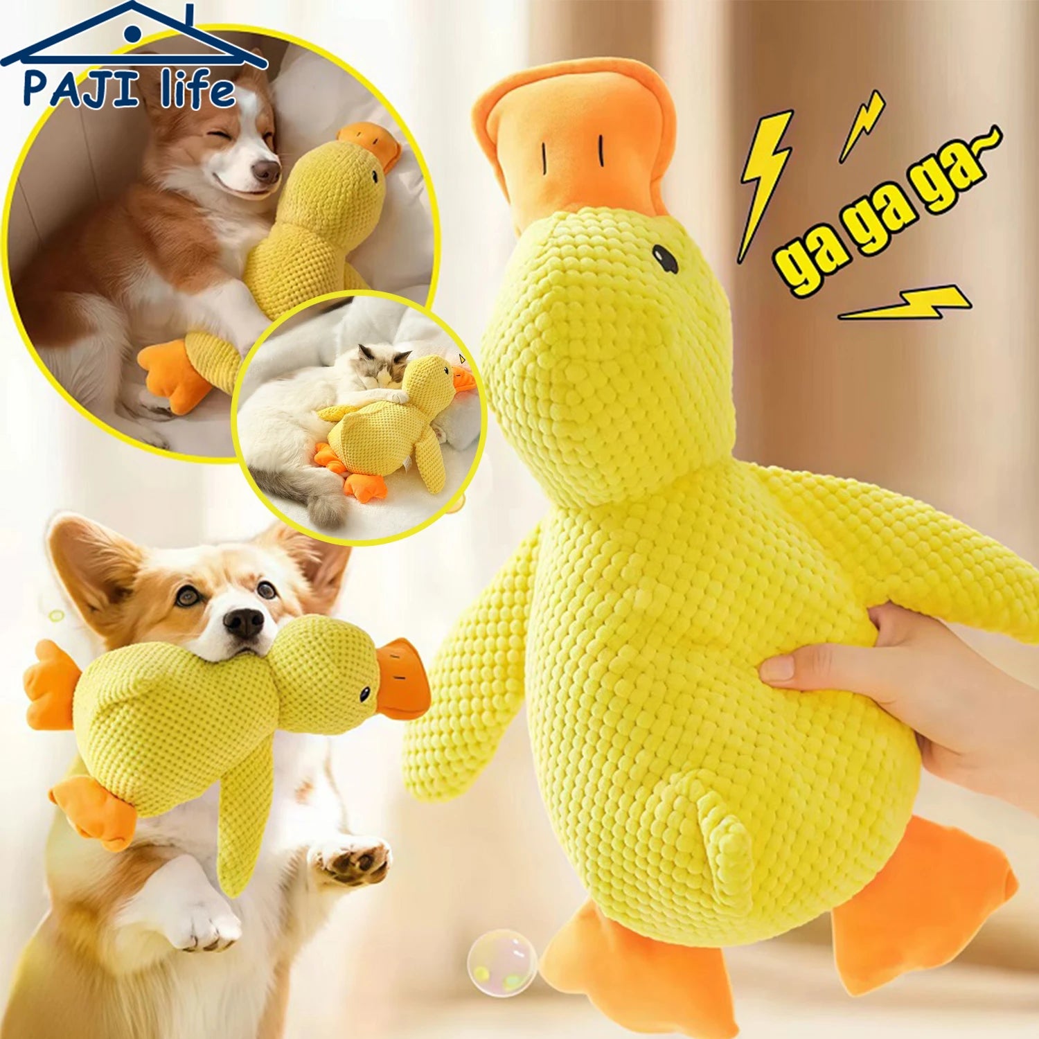 Juguete de Pato para Perros, Peluche Resistente a Mordiscos con Sonido, Alivio Dental, Compañero Suave para Perros Pequeños y Grandes