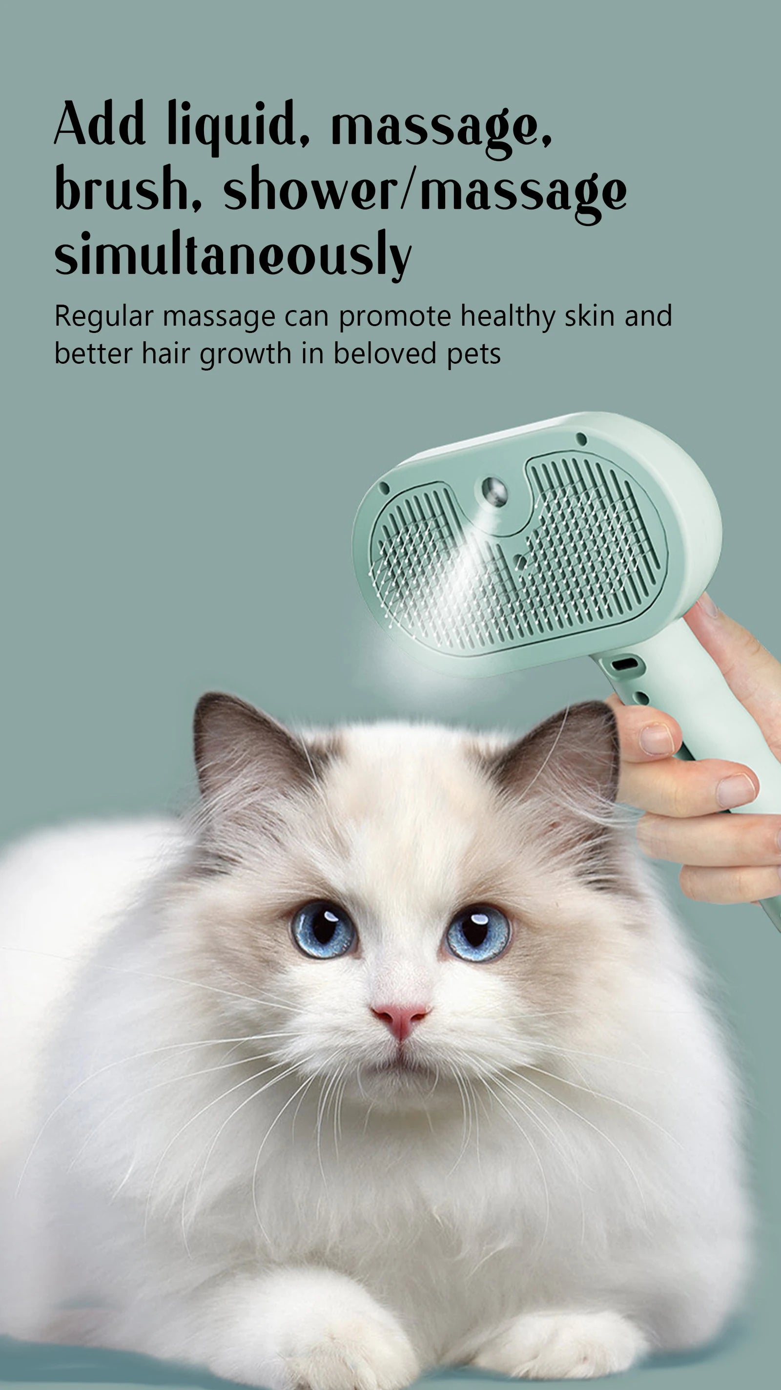 Cepillo Vaporizador con Spray para Perros y Gatos - 2 en 1 Masaje y Cepillado Recargable USB