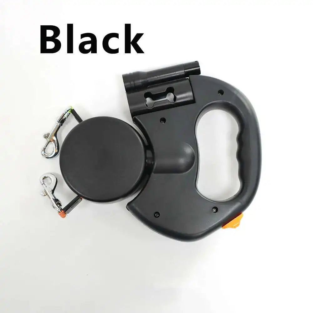 Correa Extensible Doble para Perros 3m con Linterna LED y Dispensador de Bolsas