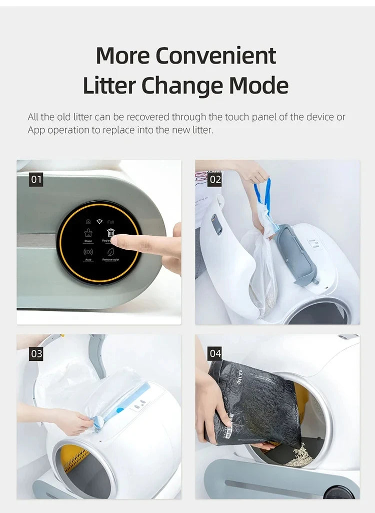 Arenero Automático Inteligente para Gatos de Gran Capacidad, Semiencerrado con Control Remoto por APP