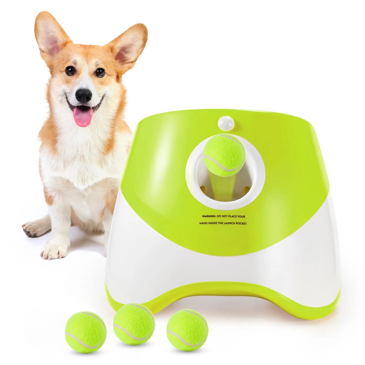 Lanzador Automático de Pelotas para Perros con 3 Pelotas de Tenis