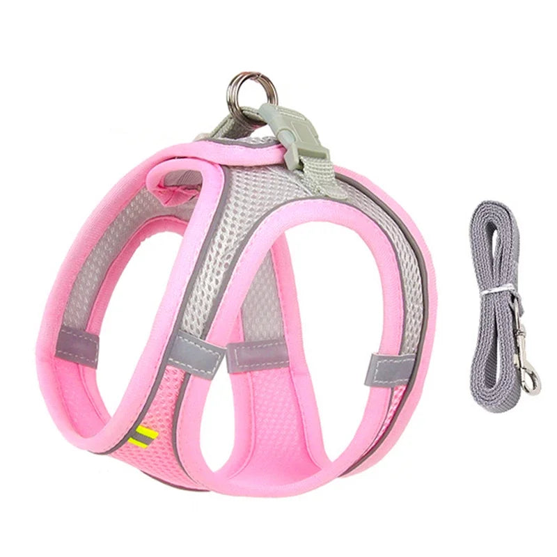 Arnés Ajustable con Correa para Perros y Gatos Pequeños — Reflectante y Transpirable | 7 Colores