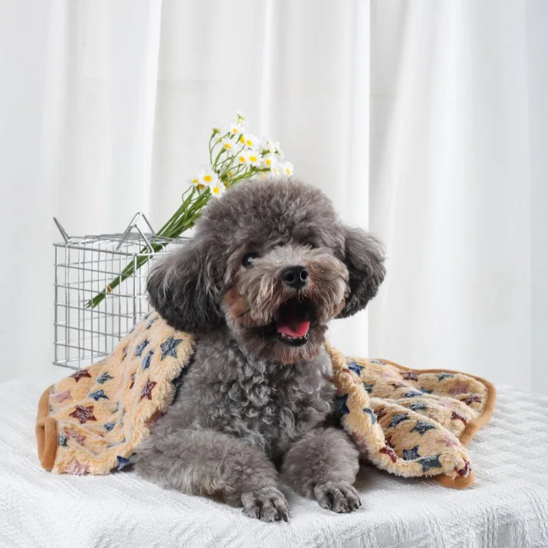 Manta Suave y Esponjosa para Mascotas, Franela con Estampado de Huellas, Cama Cálida y Cómoda para Perros y Gatos