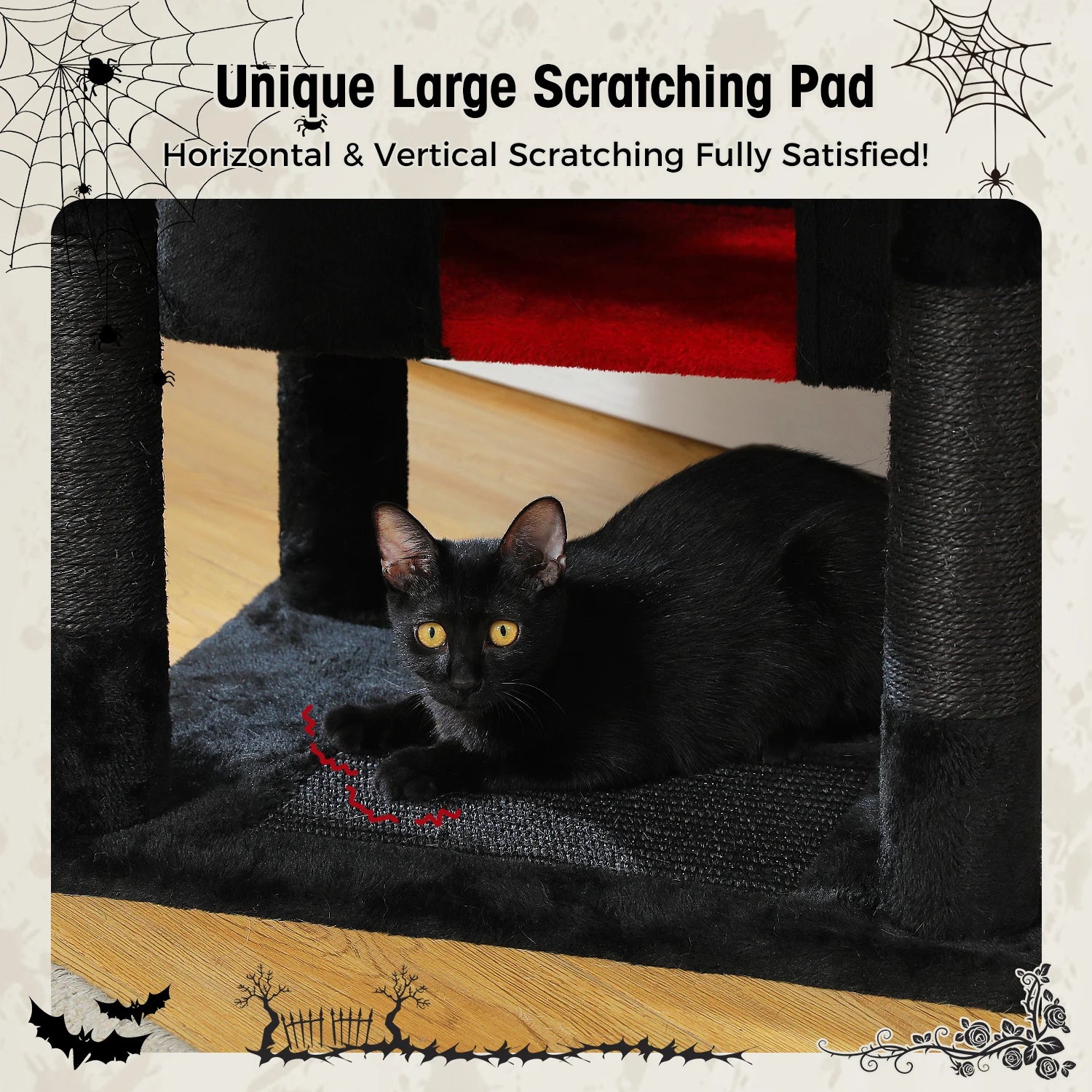 Árbol Rascador Multinivel para Gatos con Postes Rascadores, Hamaca, Casita, Percha Espaciosa y Bolas Colgantes para Gatos de Interior