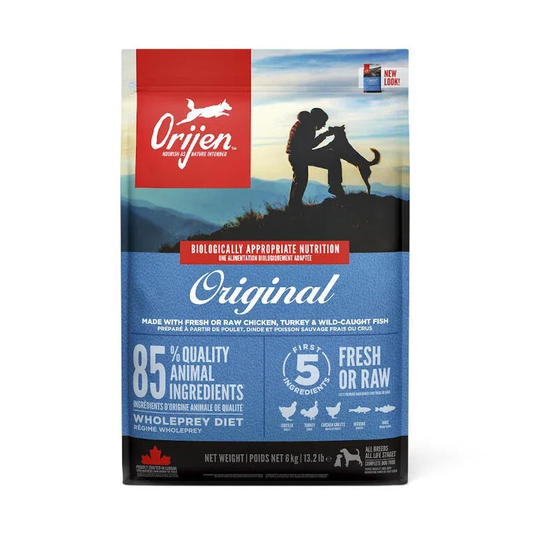 Orijen Original Pienso para Perros Adultos 11,4 kg - Sin Cereales, Ingredientes Naturales, 85% Proteína Animal, Rico en Omega 3 y 6, Ideal para Perros con Sensibilidad Digestiva