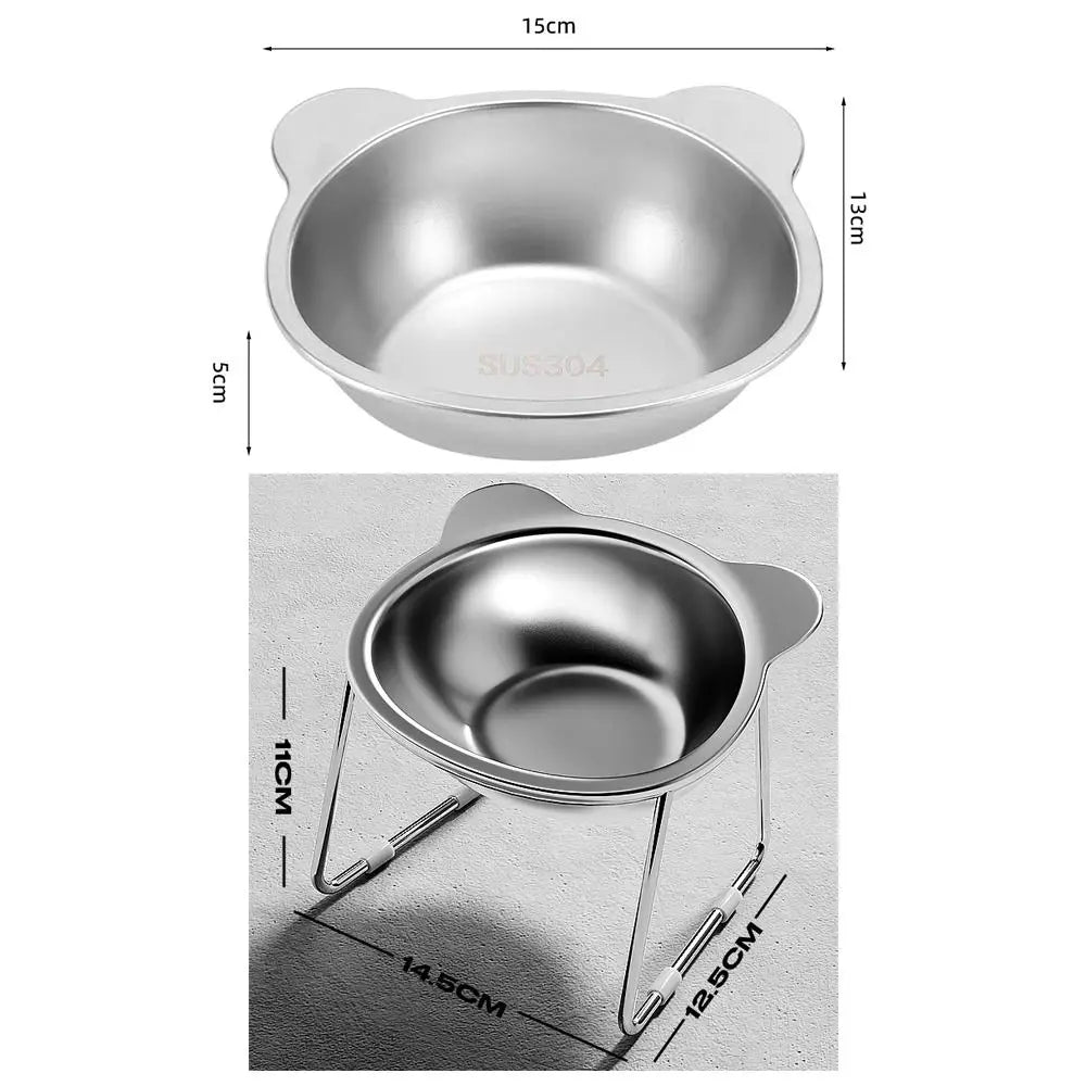 Comedero Elevado de Acero Inoxidable 304 para Gatos y Cachorros — Diseño Inclinado 15°