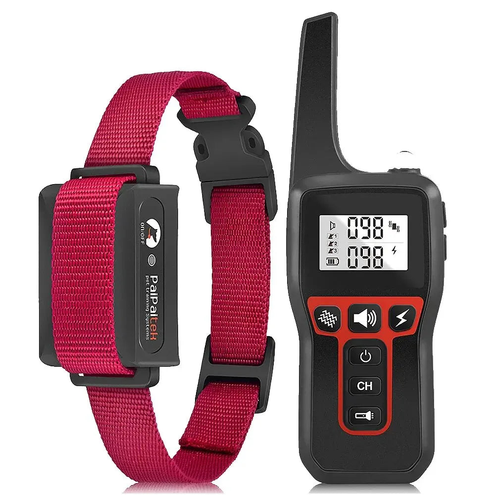 Collar de Adiestramiento para Perros 1000 m – Antiladridos, Impermeable y Recargable con Mando a Distancia | PaiPaitek PD529-1