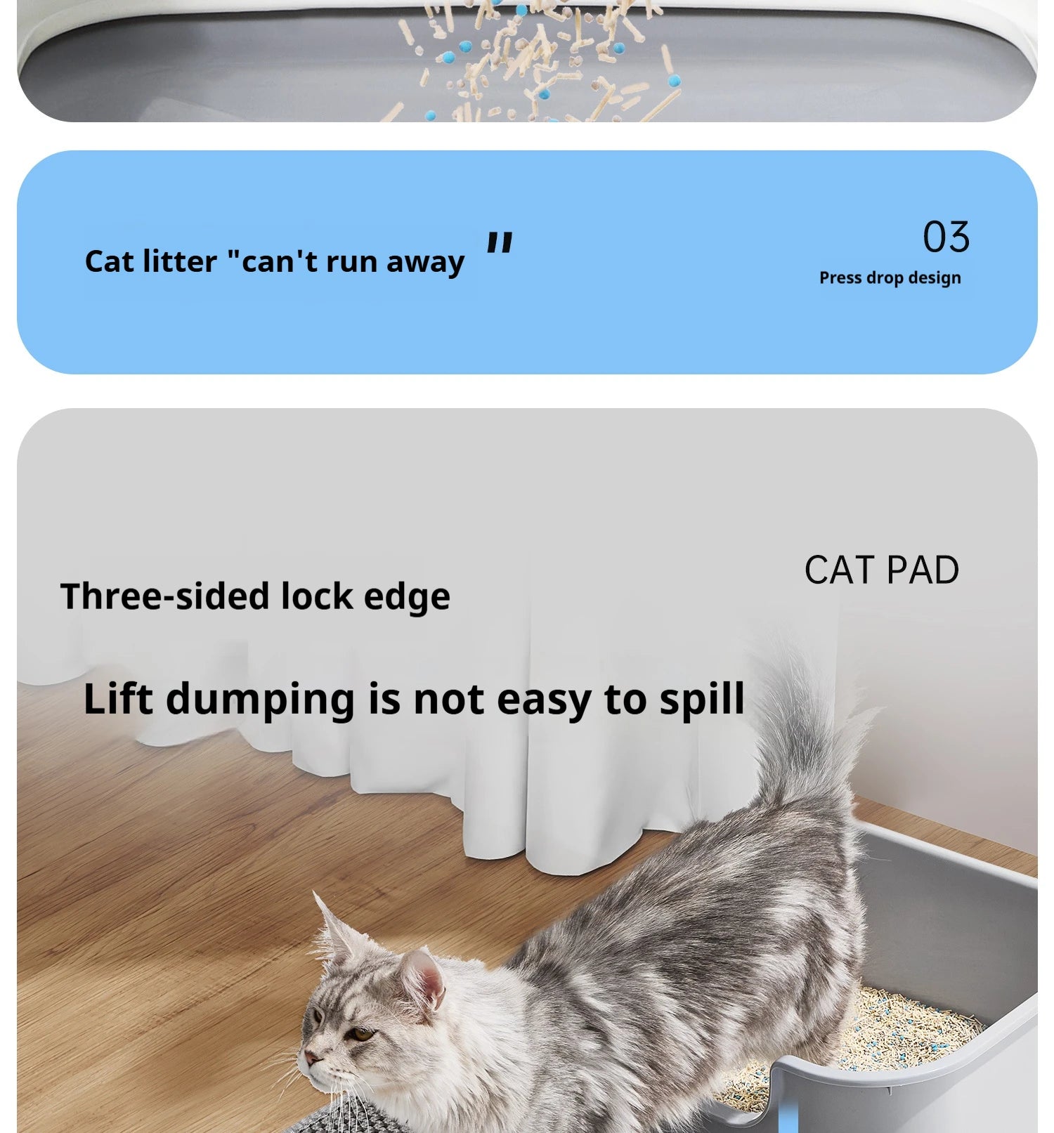 Alfombra para Arenero de Gatos, Impermeable Doble Capa, Antideslizante y Lavable para Mascotas