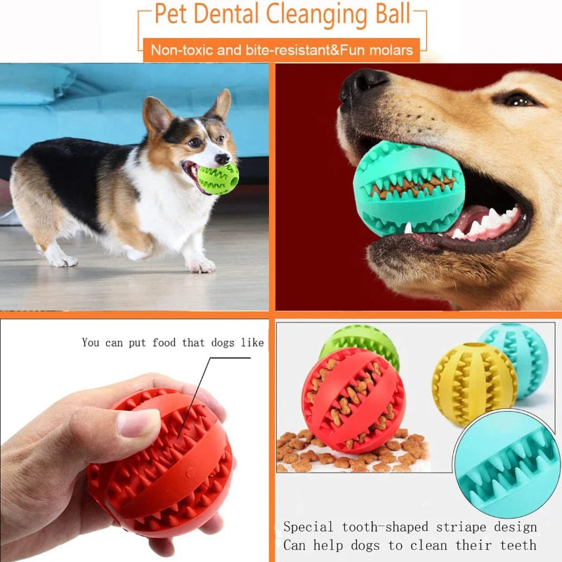 Pelota Interactiva de Goma para Perros - Juguete Mordedor, Limpieza Dental y Dispensador de Snacks