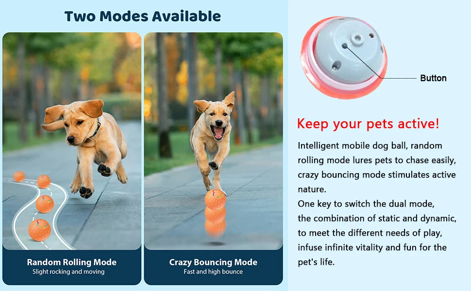 Pelota Inteligente Interactiva para Perros y Gatos - Electrónica, Automática, con Luces RGB y Carga USB