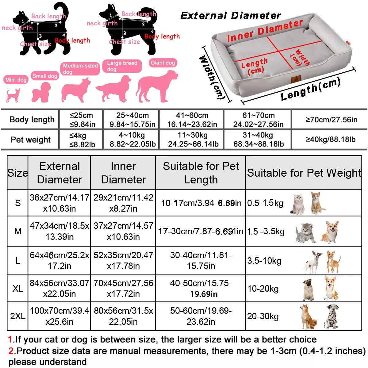 Cama para Perros y Gatos - Cuatro Estaciones, Impermeable, Acolchada y Resistente a Mordiscos