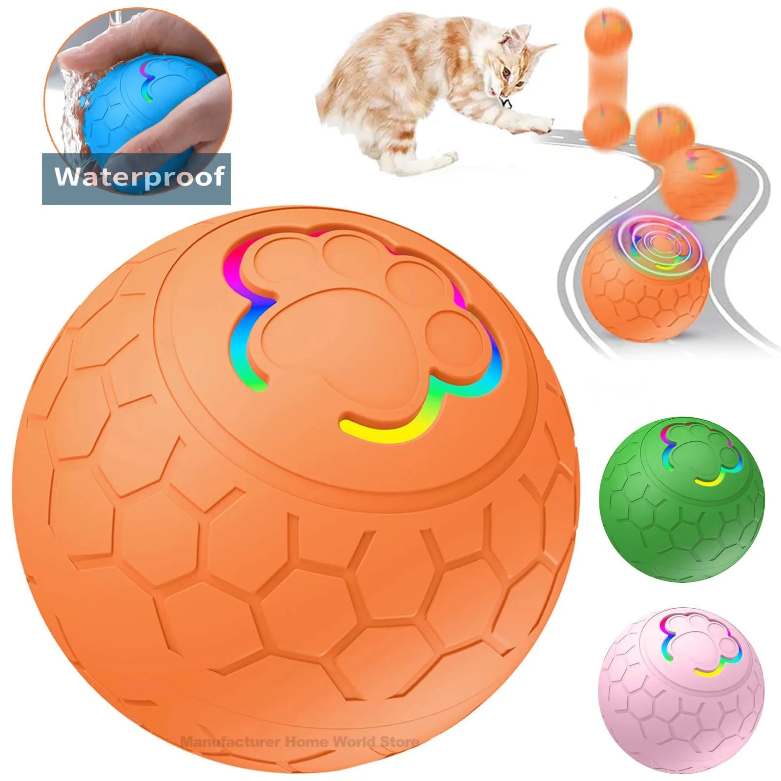 Pelota Inteligente Interactiva para Perros y Gatos - Electrónica, Automática, con Luces RGB y Carga USB