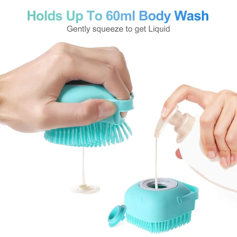 Cepillo de Baño para Perros y Gatos con Dispensador de Champú 80ml