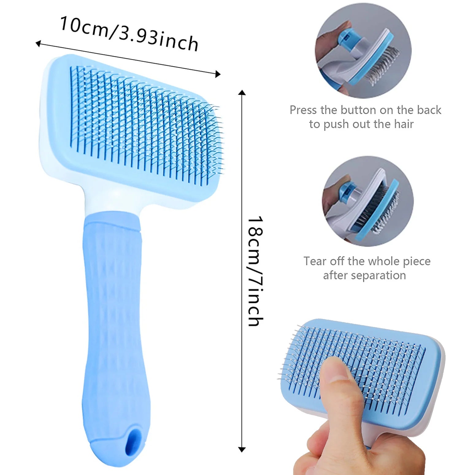 Cepillo quitapelos para perros y gatos – Peine de aseo para pelo largo, limpieza y baño – Accesorios para mascotas