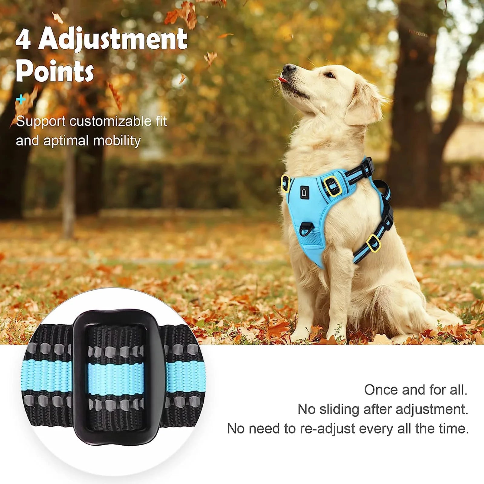 Arnés Antitirones para Perros, Chaleco Acolchado Ajustable con Asa de Control Fácil