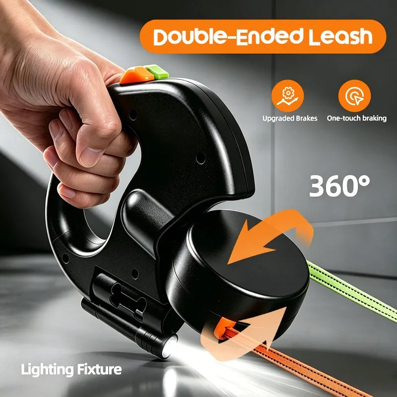 Correa Extensible Doble para Perros 3m con Linterna LED y Dispensador de Bolsas
