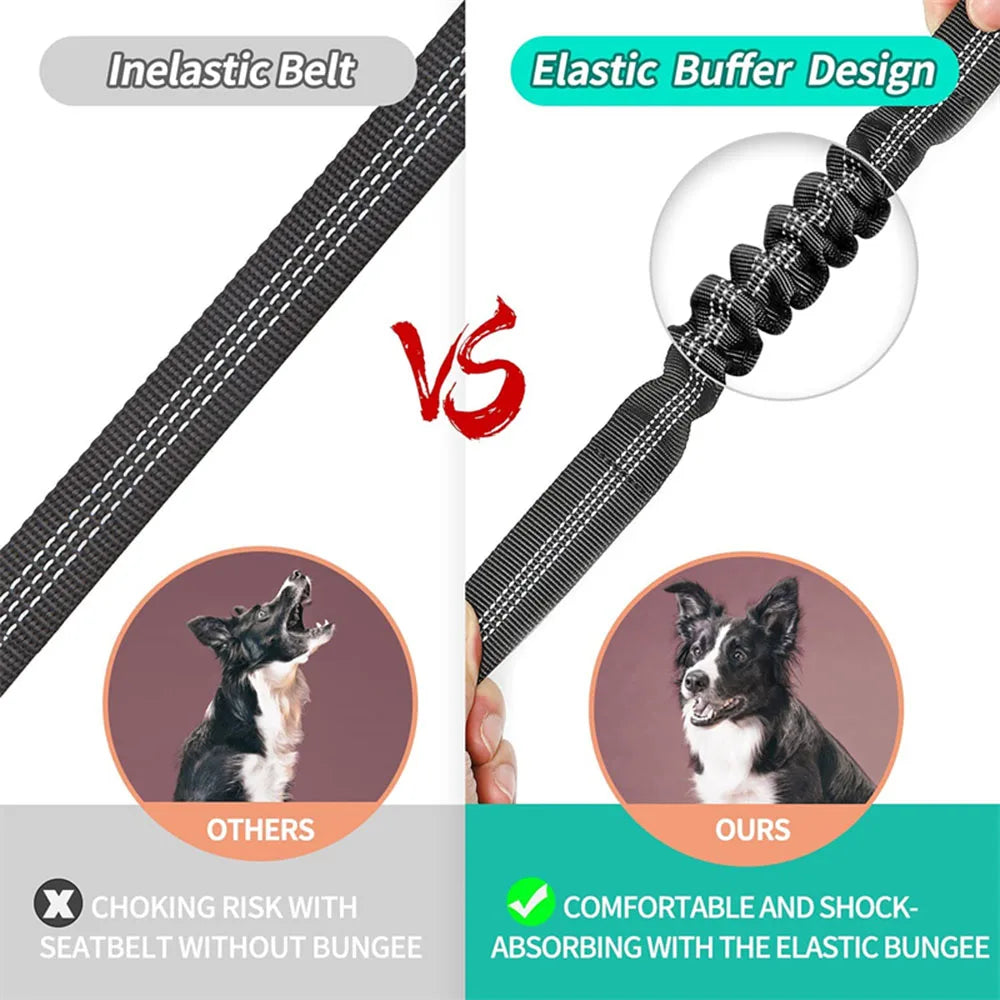 Cinturón de Seguridad Ajustable para Perros en el Coche — Nylon Reflectante y Elástico | 21 Colores