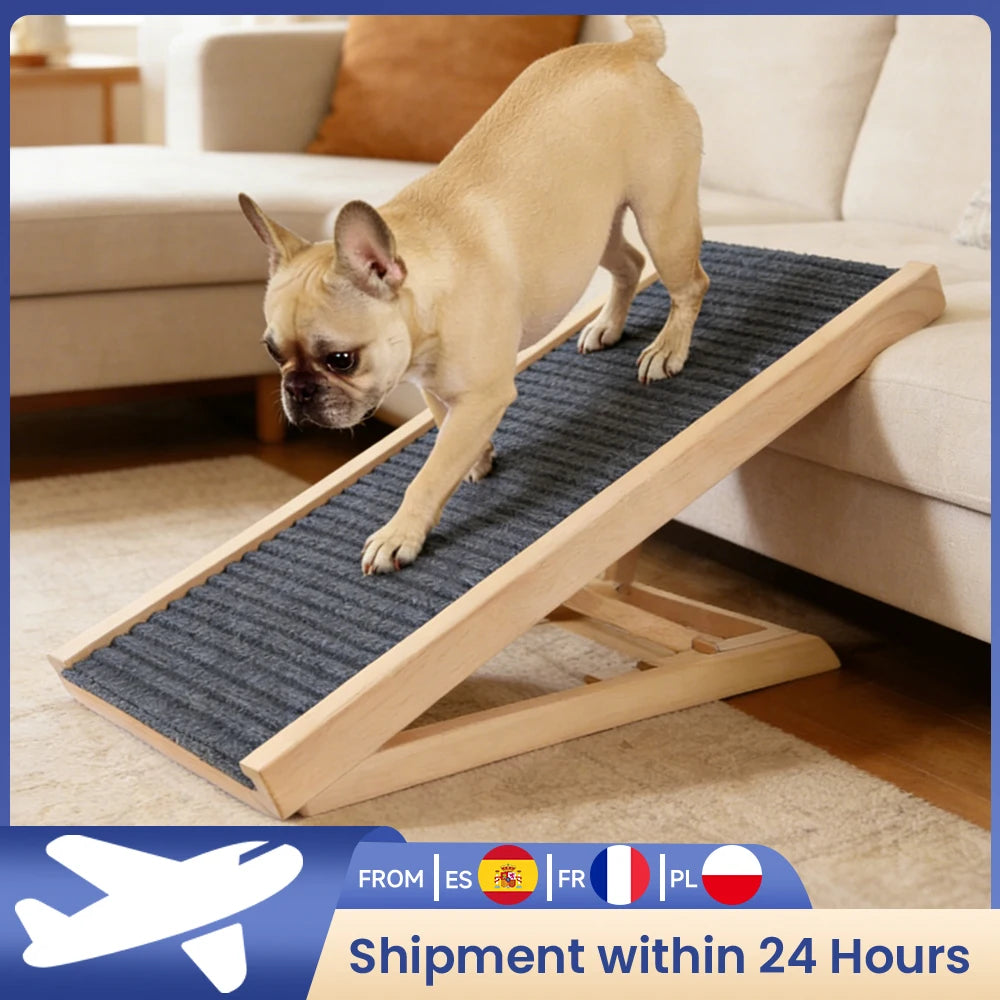 Rampa de Madera Ajustable para Perros y Gatos