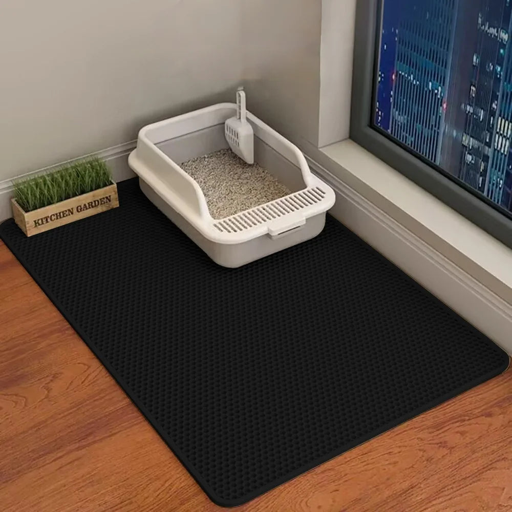 Alfombra para Arenero de Gatos, Impermeable Doble Capa, Antideslizante y Lavable para Mascotas