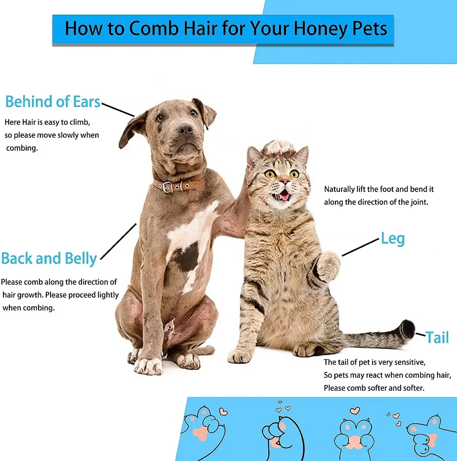 Cepillo quitapelos para perros y gatos – Peine de aseo para pelo largo, limpieza y baño – Accesorios para mascotas