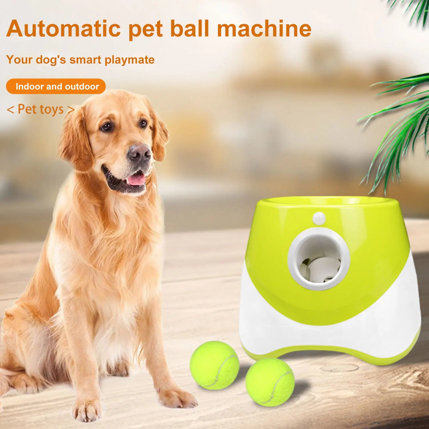 Lanzador Automático de Pelotas para Perros con 3 Pelotas de Tenis