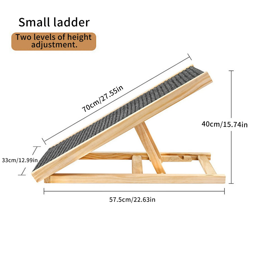 Rampa de Madera Ajustable para Perros y Gatos
